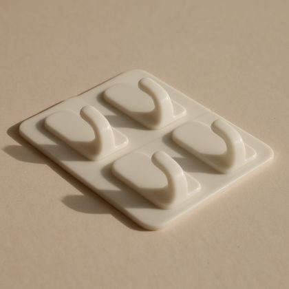 Gancho adhesivo blanco, pack de 4